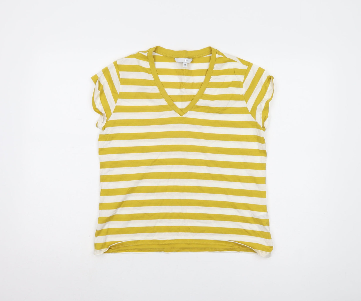 Jasper Conran Women's Yellow Striped T-Shirt Size 14