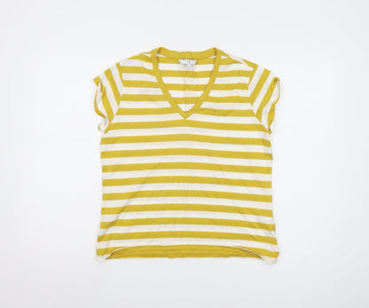 Jasper Conran Women's Yellow Striped T-Shirt Size 14