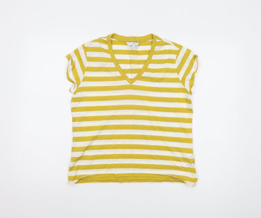 Jasper Conran Women's Yellow Striped T-Shirt Size 14