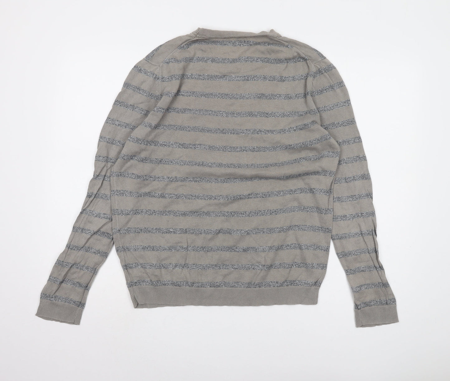Gap Men's Grey Striped Pullover Jumper, M