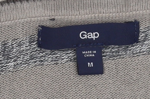 Gap Men's Grey Striped Pullover Jumper, M