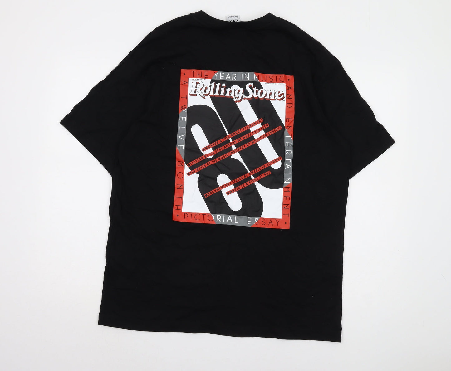 Zara Men's Black Rolling Stone Graphic T-Shirt L