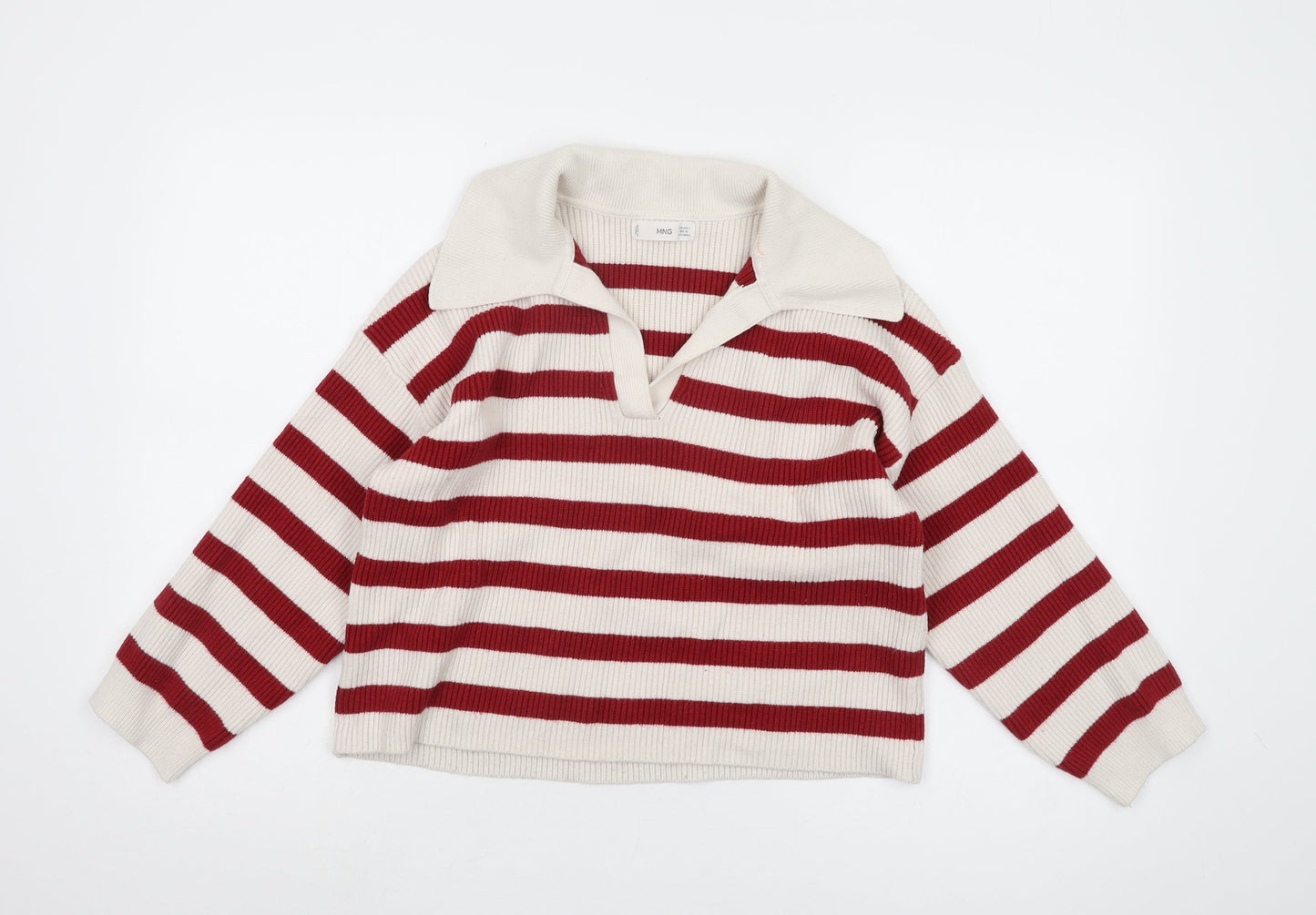 MNG Men's Red Striped Pullover Jumper, Size S