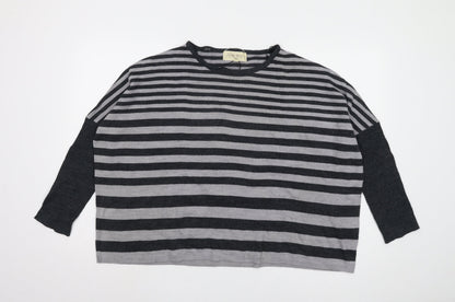 Vintage Couture Women's Grey Striped Pullover Jumper