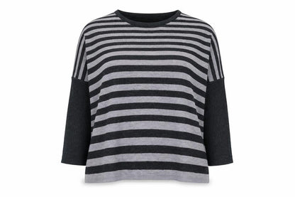 Front view of Vintage Couture Women's Grey Striped jumper