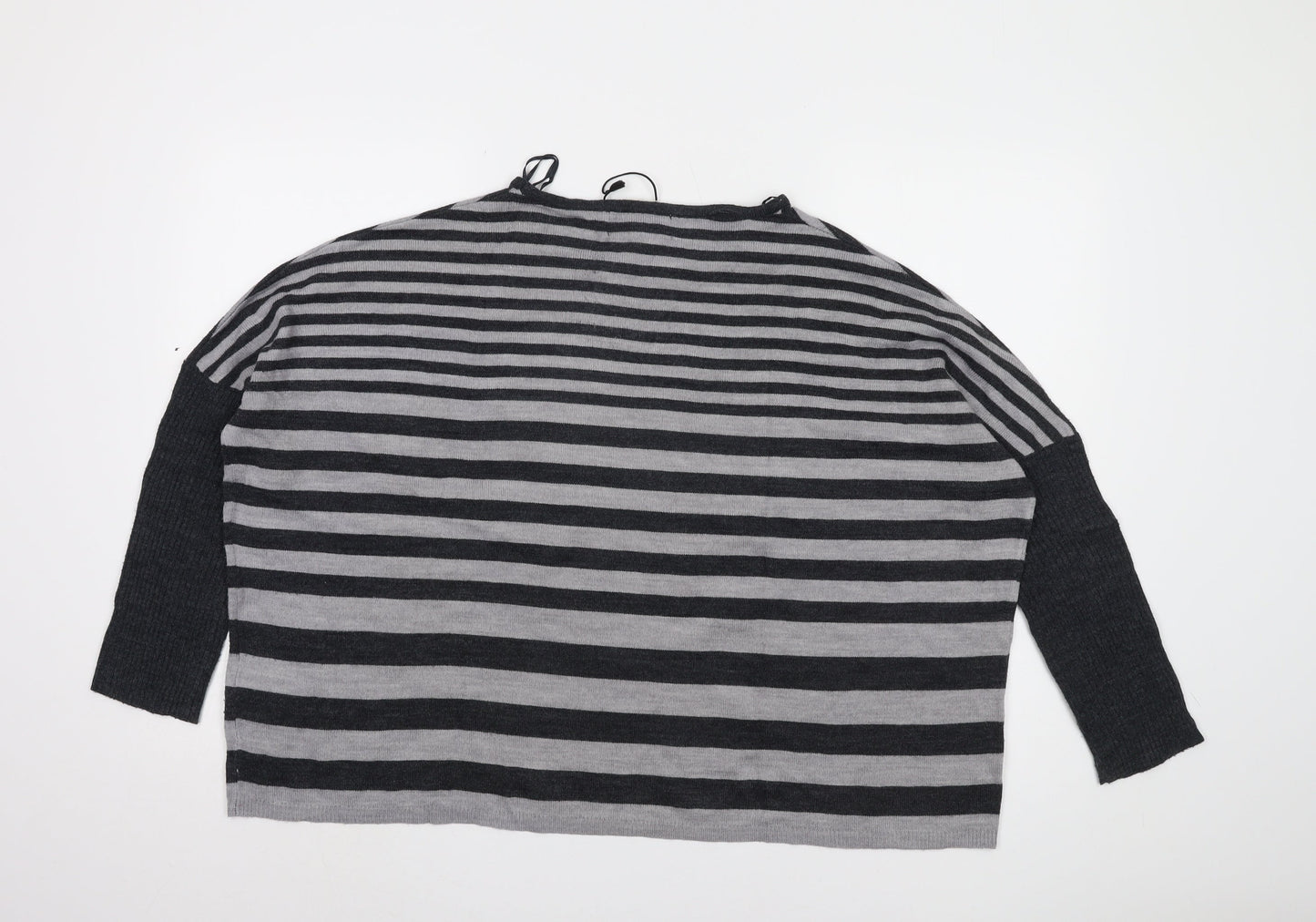 Vintage Couture Women's Grey Striped Pullover Jumper