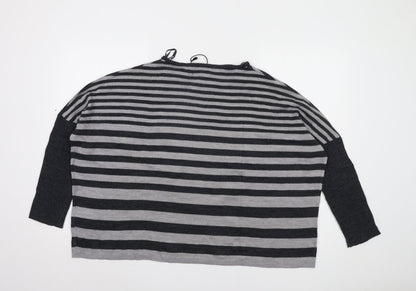 Vintage Couture Women's Grey Striped Pullover Jumper