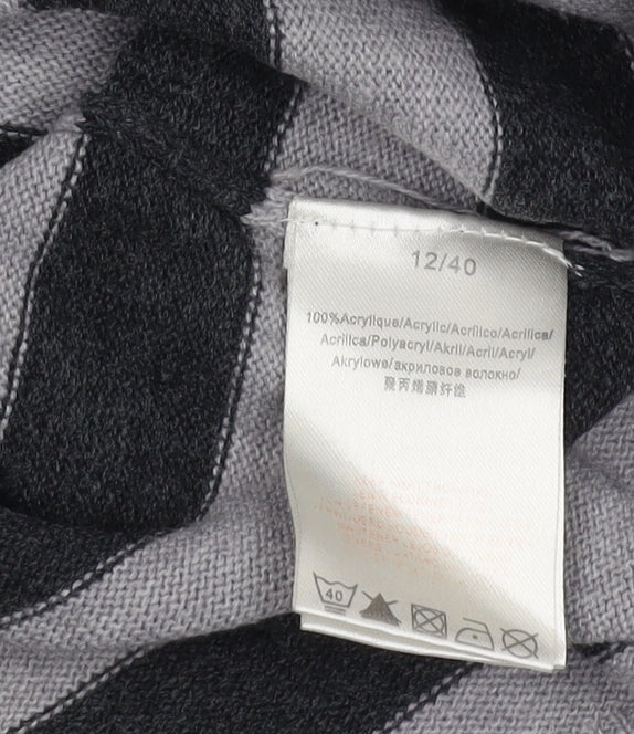 Vintage Couture Women's Grey Striped Pullover Jumper