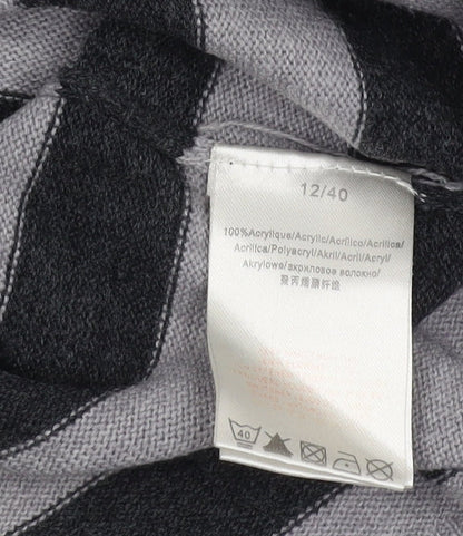 Vintage Couture Women's Grey Striped Pullover Jumper