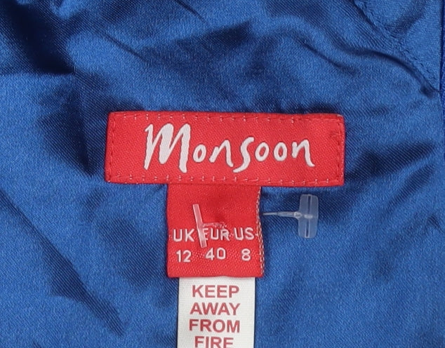 Monsoon Women's Blue Fit & Flare Dress, Size 12, Sleeveless