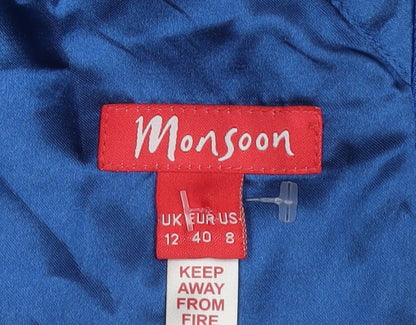Monsoon Women's Blue Fit & Flare Dress, Size 12, Sleeveless