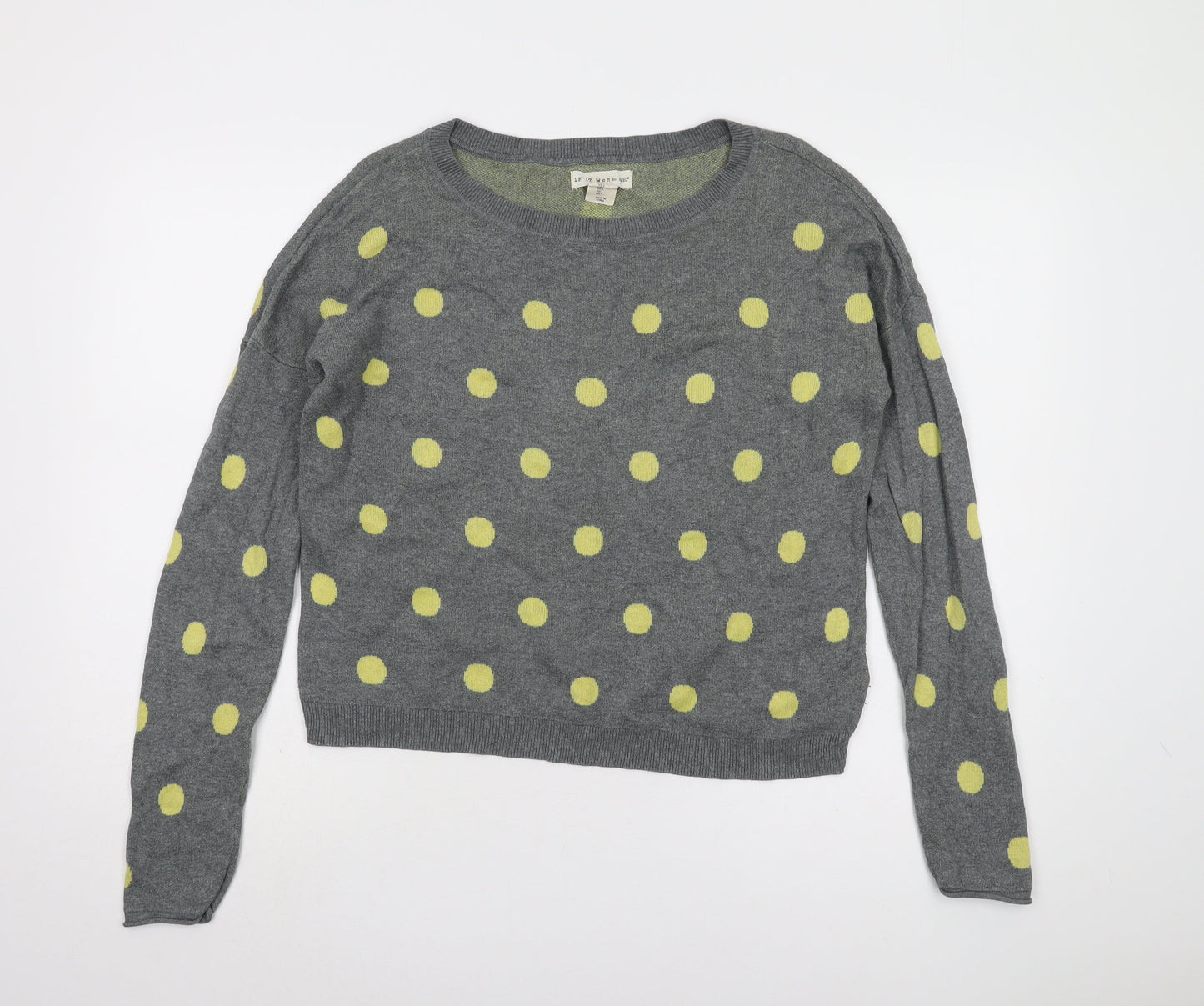 If It Were Me Women's Grey Polka Dot Jumper - UK L