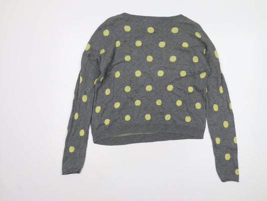 If It Were Me Women's Grey Polka Dot Jumper - UK L