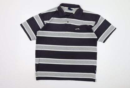 Slazenger Men's Grey Striped Polo Shirt - Size L