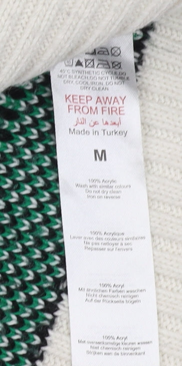 boohooMAN Men's Green Graphic Print Pullover Jumper M