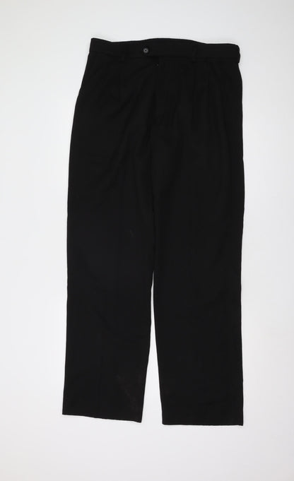 Next Men's Black Dress Pants 34 Regular Pleated
