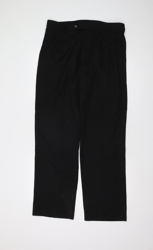 Next Men's Black Dress Pants 34 Regular Pleated