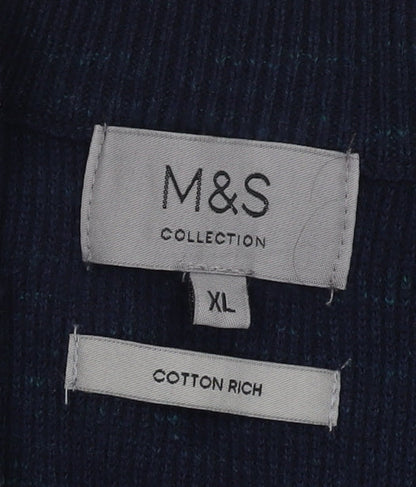 Marks and Spencer Men's Blue XL Full Zip Jumper