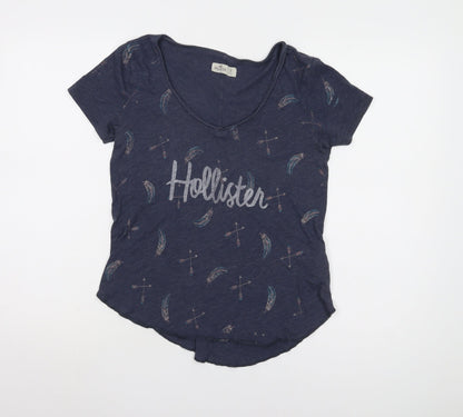 Womens UK Size XS Hollister Blue Jersey T-Shirt
