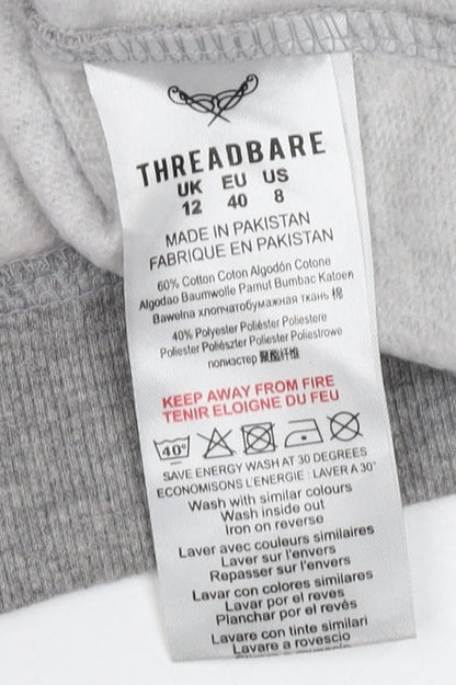 Threadbare Women's Grey 1/2 Zip Hoodie Size 12