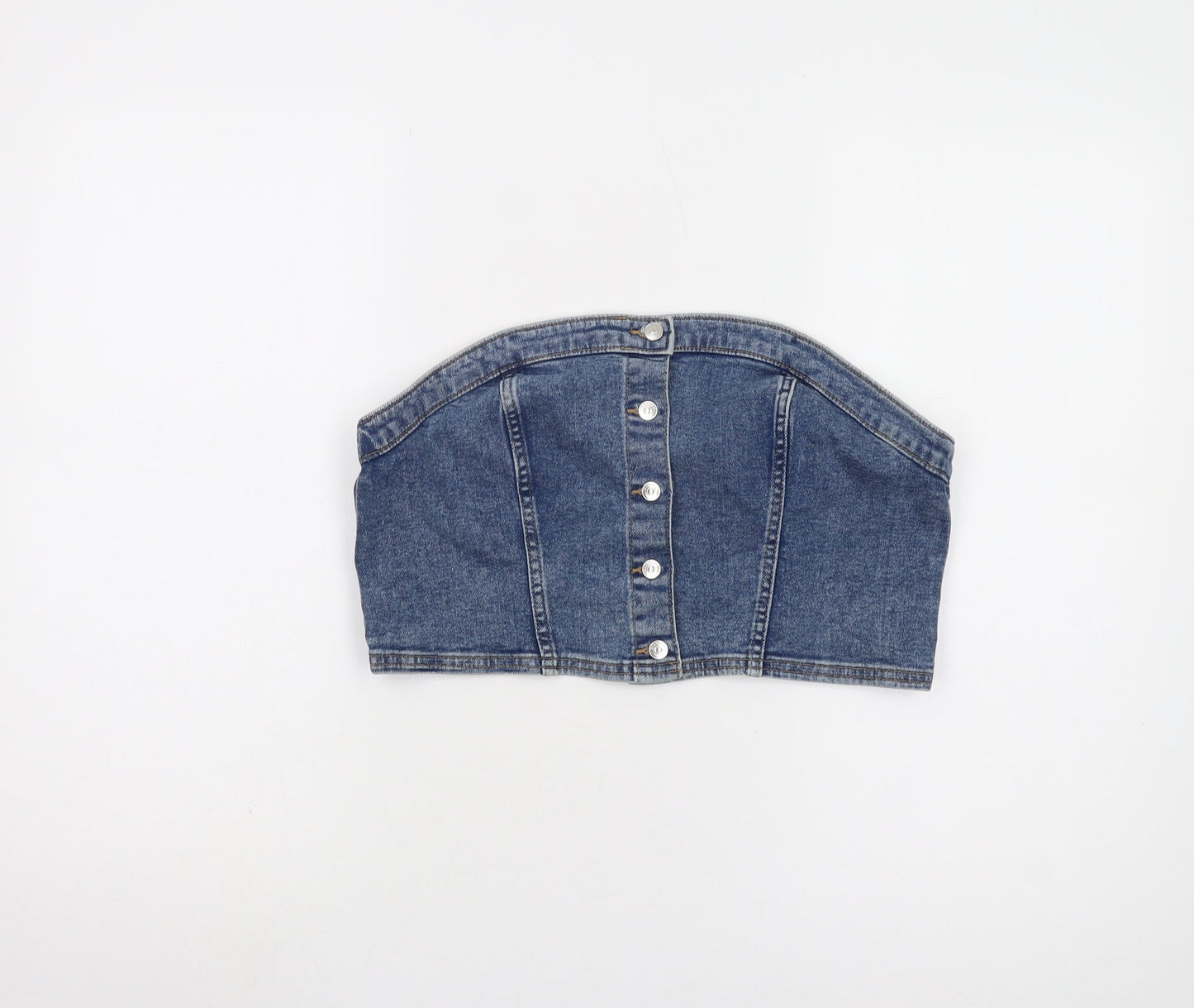 Womens UK Size 12 H&M Blue Cropped Blouse