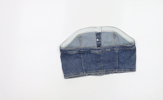 Womens UK Size 12 H&M Blue Cropped Blouse