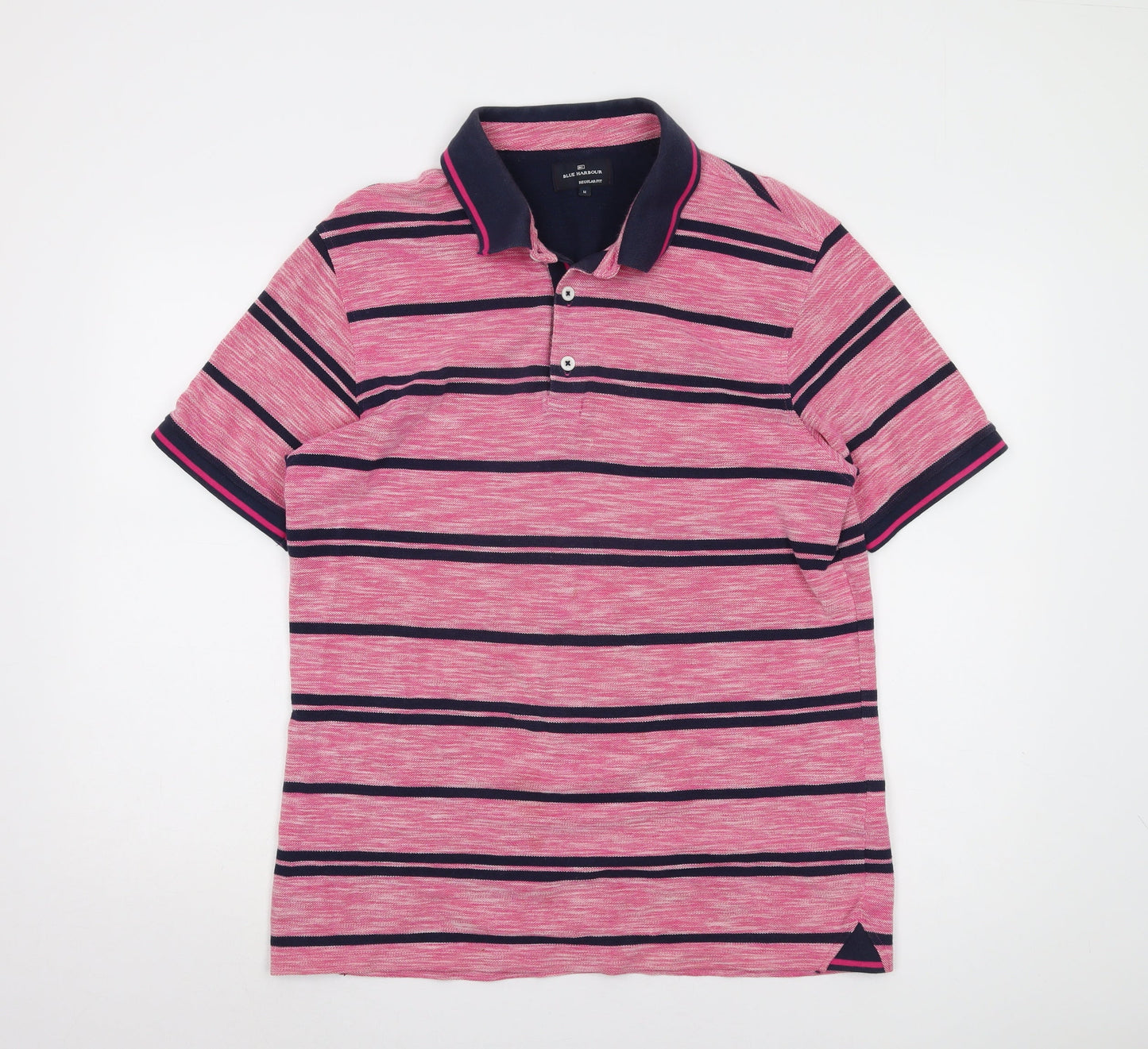 Marks and Spencer Men's Pink Striped Polo M