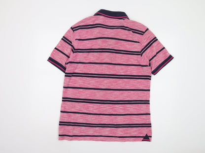Marks and Spencer Men's Pink Striped Polo M