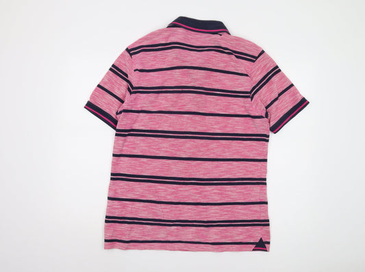 Marks and Spencer Men's Pink Striped Polo M