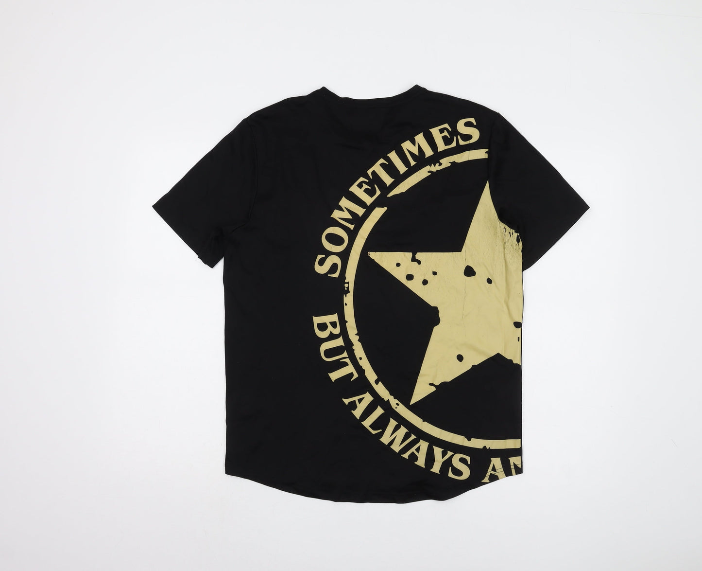 Tanjim Men's Black Graphic Print T-Shirt, L Short Sleeve