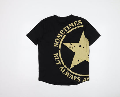 Tanjim Men's Black Graphic Print T-Shirt, L Short Sleeve
