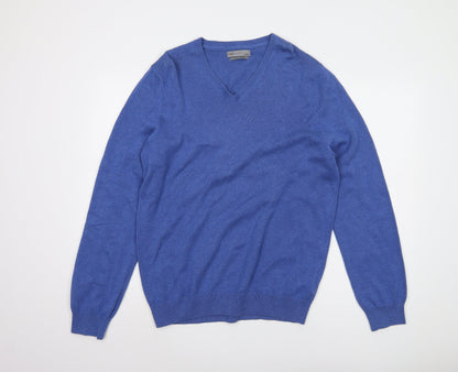 Marks and Spencer Men's Blue Cotton Pullover Jumper, L
