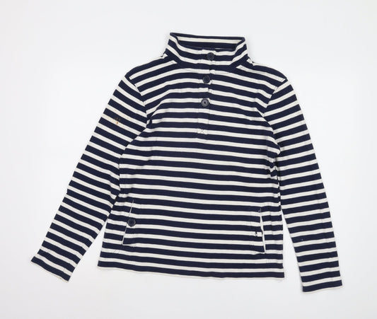 Cotton Traders Women's Navy Blue Striped Long T-Shirt