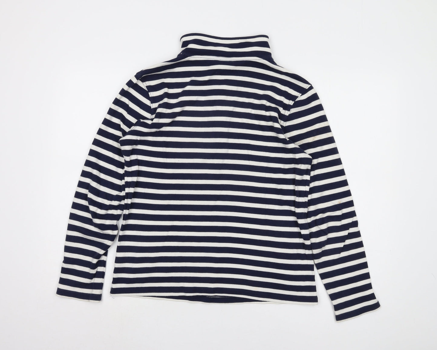 Cotton Traders Women's Navy Blue Striped Long T-Shirt