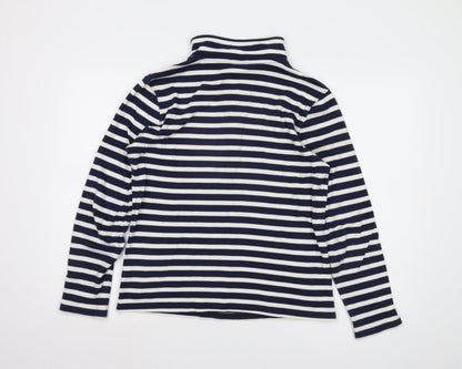 Cotton Traders Women's Navy Blue Striped Long T-Shirt