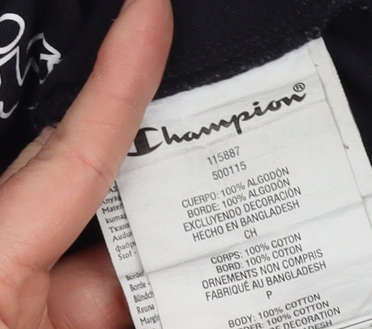 Champion Women's Black T-Shirt Size S Casual Crew Neck