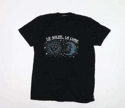 Nasty Gal Women's Black Medium Embroidered T-Shirt