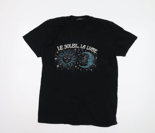 Nasty Gal Women's Black Medium Embroidered T-Shirt