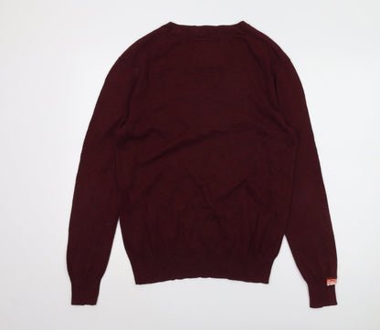 Superdry Men's Red V-Neck Pullover Jumper L