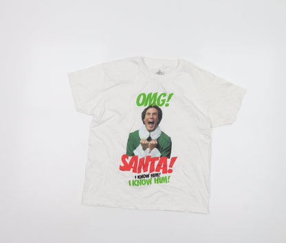 Elf Boys White Graphic T-Shirt 9-10 Years Xmas Festive Top