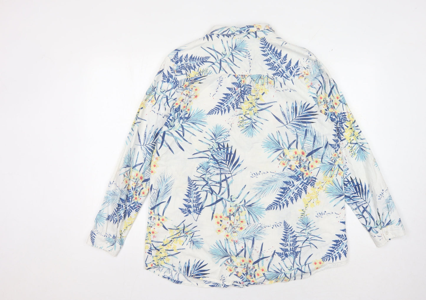 M&Co Women's Ivory Floral Button-Up Shirt, Size 16