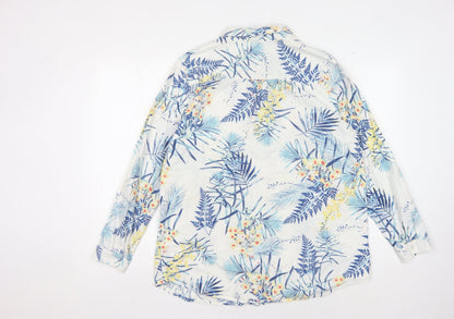 M&Co Women's Ivory Floral Button-Up Shirt, Size 16