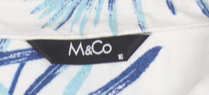 M&Co Women's Ivory Floral Button-Up Shirt, Size 16