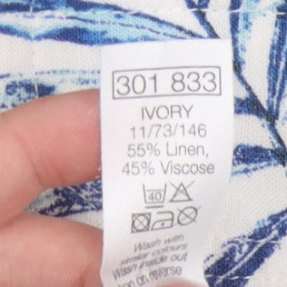 M&Co Women's Ivory Floral Button-Up Shirt, Size 16