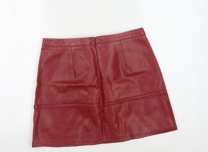 New Look Women's Red Short Pencil Skirt, Size 12