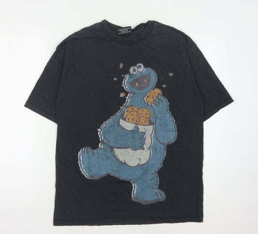 Primark Men’s Black Cookie Monster T-Shirt 2XS