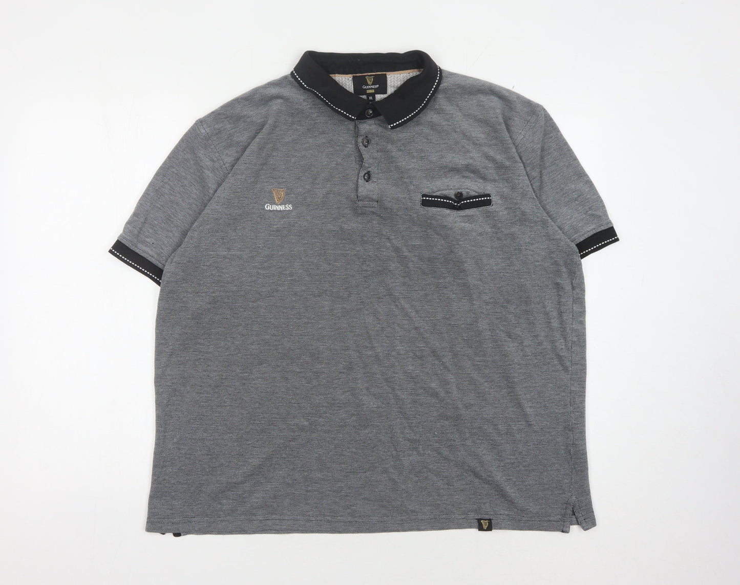 Guinness Men’s Black XL Polo Shirt Short Sleeve