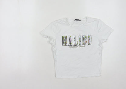 New Look Girls White Malibu T-Shirt, 12-13 Years, Casual Graphic