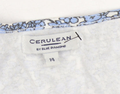 Womens UK Size 14 Cerulean Blue Basic T-Shirt
