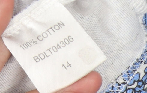 Womens UK Size 14 Cerulean Blue Basic T-Shirt
